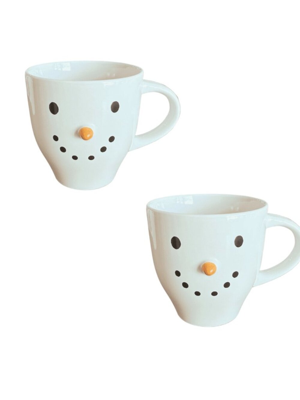 Royal Norfolk White Ceramic Snowman Mugs with 3D Carrot Nose, Large 20oz Holiday